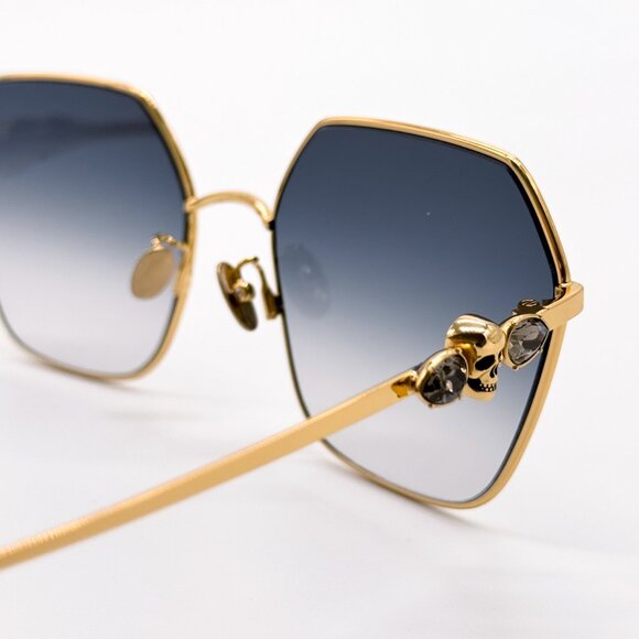 NEW ALEXANDER MCQUEN AM0325S 001 WOMEN GOLD/GREY SUNGLASSES ALEXANDER MCQUEEN - Picture 8 of 12